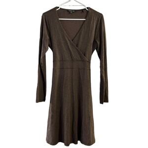 Toad And Co Cue Tencel Wrap Dress Houndstooth Size Small Brown